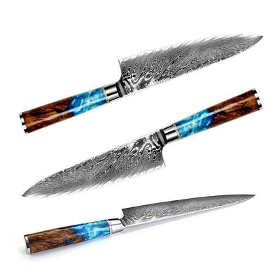 67-Layer Damascus Steel Chef’s Knife – Pattern Kitchen Knife with Resin Wood Handle